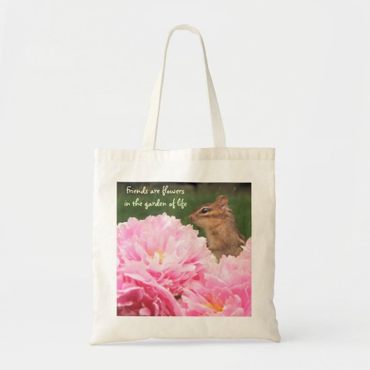 Vrienden zijn "Flowers Quote Peony Totebag" Tote Bag (Voorkant)