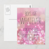 Vrienden zijn Forever Pink Sparkles Friendship Quo Briefkaart (Voorkant / Achterkant)