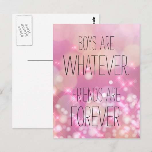 Vrienden zijn Forever Pink Sparkles Friendship Quo Briefkaart (Voorkant / Achterkant)