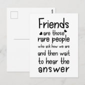 Vrienden zijn zeldzaam: Vriendschap Citaat Zwart Briefkaart (Voorkant / Achterkant)