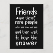Vrienden zijn zeldzaam: Vriendschap Citaat Zwart Briefkaart (Voorkant)