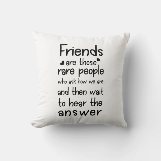 Vrienden zijn zeldzaam: Vriendschap Citaat Zwart Kussen (Voorkant)