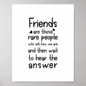 Vrienden zijn zeldzaam: Vriendschap Citaat Zwart Poster (Voorkant)
