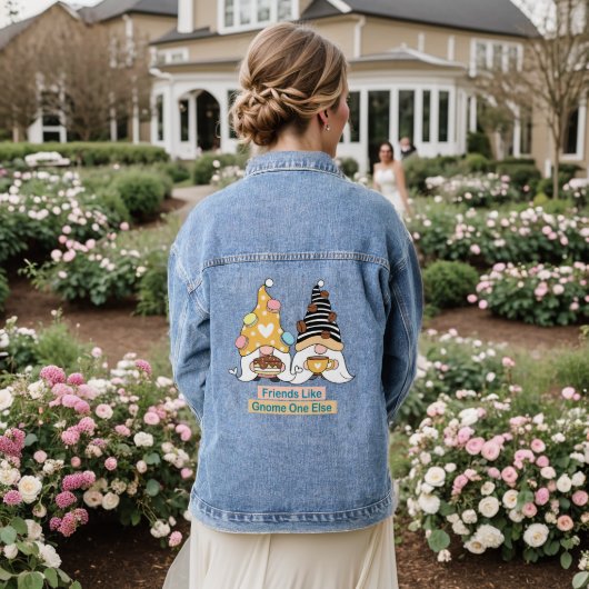 Vrienden zoals Gnome One Else Typografie Dames Denim Jacket (Huwelijk Achterkant)