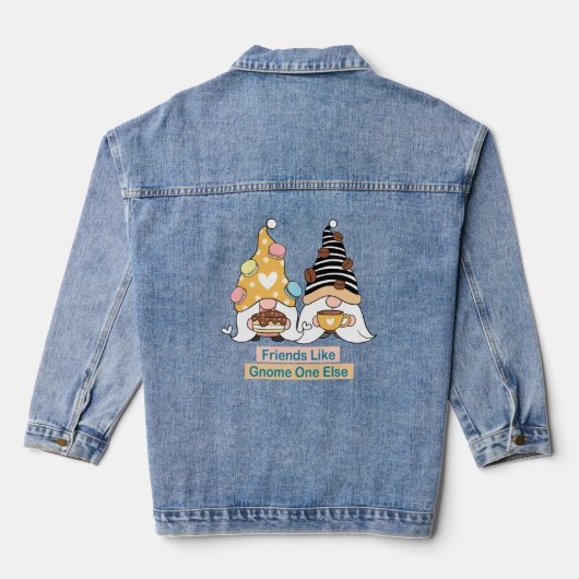 Vrienden zoals Gnome One Else Typografie Vrouwen Denim Jacket (Achterkant)
