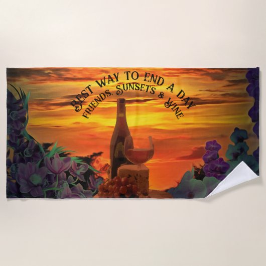 Vrienden, Zonsondergangen & Wijn 2584 Strandlaken (Voorkant)