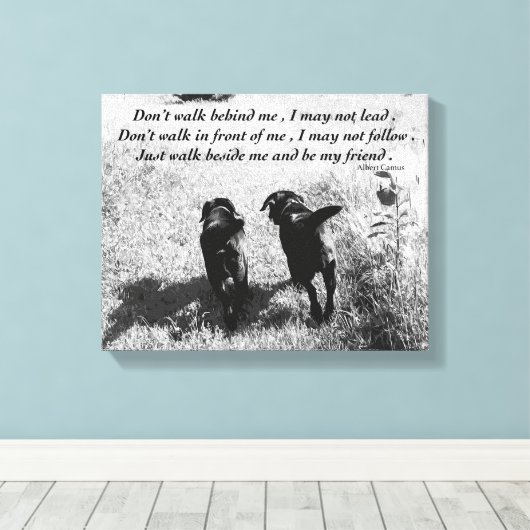 Vrienden - zwart lab canvas afdruk (Insitu (Houten vloer))