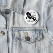 Vrienden, zwarte brief ronde button 5,7 cm (In situ)