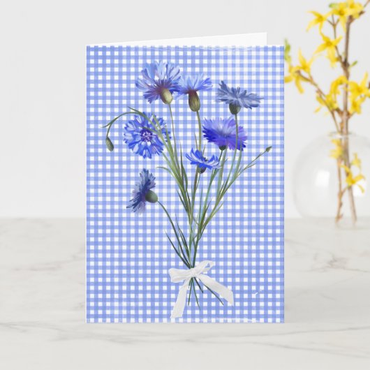Vriendendag Blue Cornflower Bouquet Kaart (Gele Bloem)