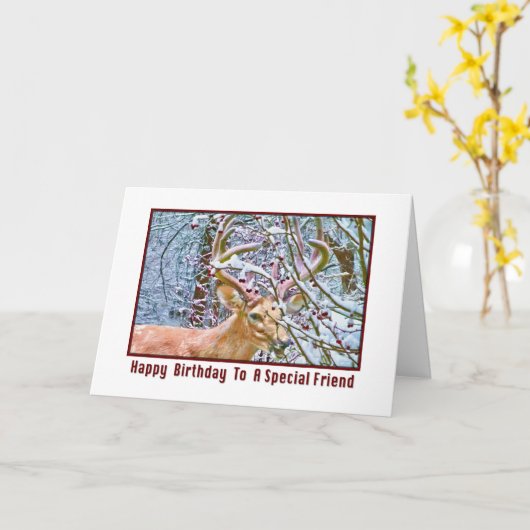 Vriendendendagskaart met deer en krab appels kaart (Gele Bloem)