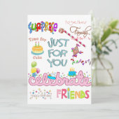 Vriendenfamilie Happy Birthday Uitnodiging (Staand voorkant)