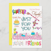 Vriendenfamilie Happy Birthday Uitnodiging (Voorkant / Achterkant)