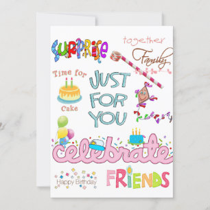 Vriendenfamilie Happy Birthday Uitnodiging