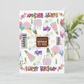 Vriendenfamilie Happy Birthday Uitnodiging (Staand voorkant)