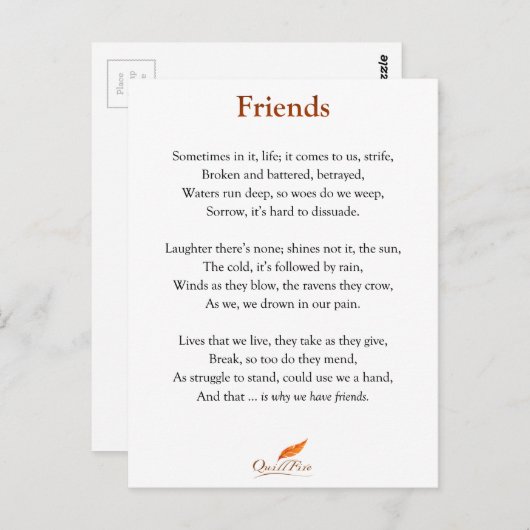 Vriendengedicht Briefkaart (Voorkant / Achterkant)