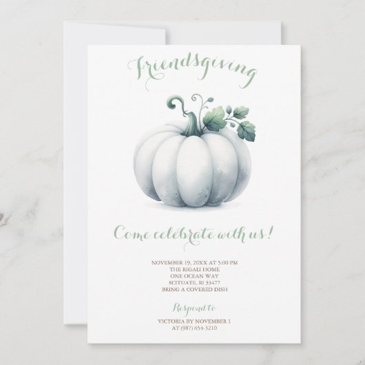 Vriendengeven Uitnodiging Witte Pompoen (Voorkant)