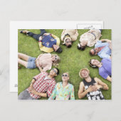 vriendenkring, gras, geluk, glimlachen, briefkaart (Voorkant / Achterkant)