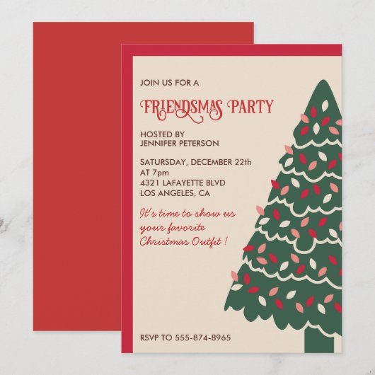 VriendenMas Uitnodiging Klassieke Reuzenkerstboom (Voorkant / Achterkant)