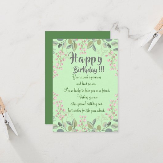 Vriendenverjaardagskaart Kaart (Voorkant / Achterkant in situ)