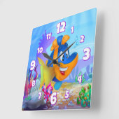 VriendFish Wall cartoon-klok Vierkante Klok (Hoek)