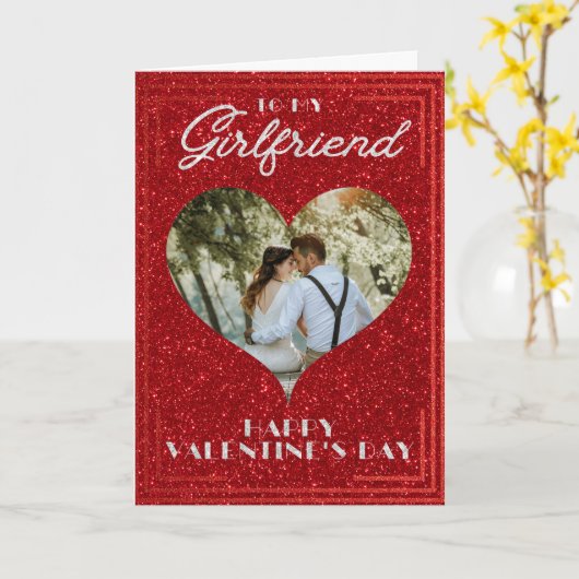 Vriendin Aangepaste foto Valentijn Kaart Glitter (Gele Bloem)