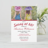 VRIENDIN BESTIES SASSY OP 60 FEESTUITNODIGING KAART (Staand voorkant)