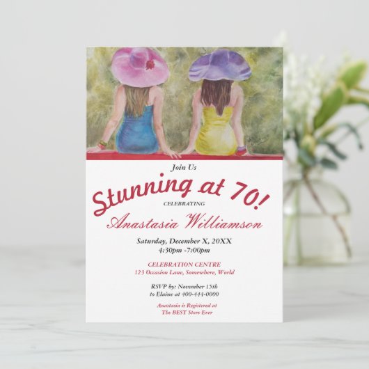 VRIENDIN BESTIES VERBLUFFEND OP 70 FEESTUITNODIGIN KAART (Staand voorkant)