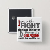 Vriendin betekent wereld voor mij diabetes vierkante button 5,1 cm (Voorkant /achterkant)