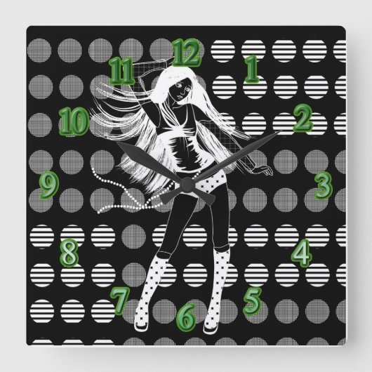 vriendin danser vierkante klok (Voorkant)