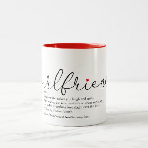Vriendin Definitie Chic Script Love Heart Tweekleurige Koffiemok
