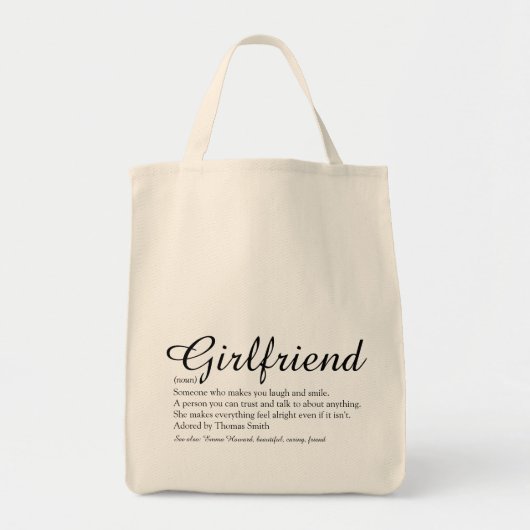 Vriendin Definitie Elegant Script Chic Tote Bag (Voorkant)