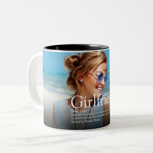 Vriendin Definitie Moderne Pretentie Foto Tweekleurige Koffiemok (Voorkant links)