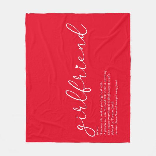 Vriendin Definitie Script Liefde Hart Rood Fleece Deken (Voorkant)