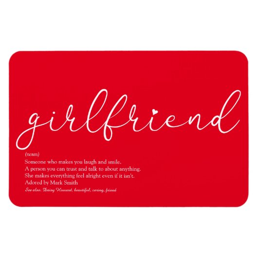 Vriendin Definitie Script Liefde Hart Rood Magneet (Horizontaal)