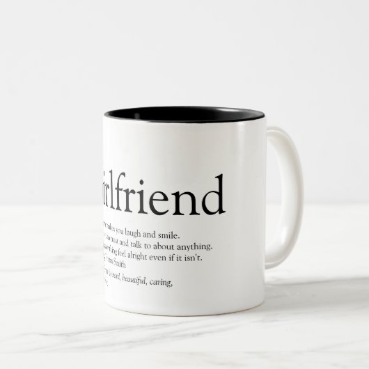 Vriendin Definition Black en White Fun Tweekleurige Koffiemok (Voorkant rechts)