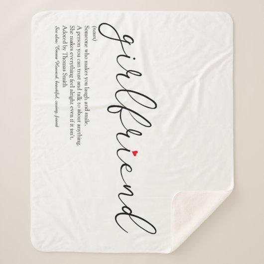 Vriendin Definition Red Love Heart Chic Script Sherpa Deken (Voorkant)