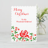 Vriendin Elegant Merry Red Rose Floral Feestdagenkaart (Staand voorkant)