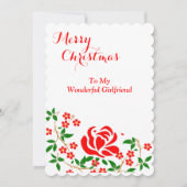 Vriendin Elegant Merry Red Rose Floral Feestdagenkaart (Voorkant)