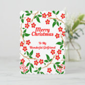 Vriendin Elegant Merry Red Rose Green Feestdagenkaart (Staand voorkant)