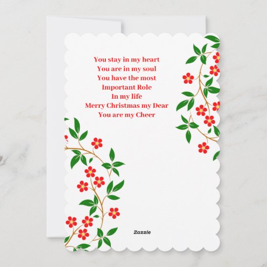 Vriendin Elegant Merry Red Roses Green Feestdagenkaart (Achterkant)