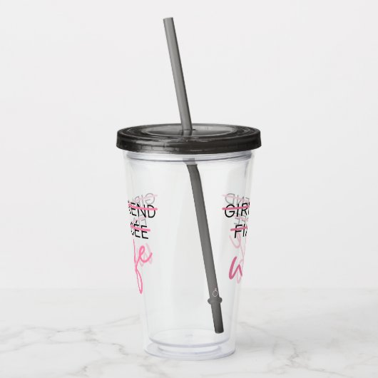 Vriendin. Fiancée. Vrouw. Tumbler Acryl Drinkbeker (Links)