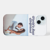 Vriendin Foto grijze typografie iPhone 15 Case (Achterkant horizontaal)