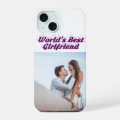 Vriendin Foto paarse typografie iPhone 15 Case (Achterkant)