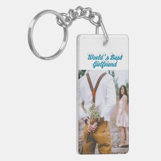 Vriendin foto sky blue script sleutelhanger (Voorkant Links)