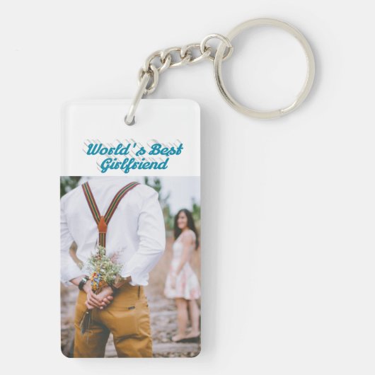 Vriendin foto sky blue script sleutelhanger (achterkant)