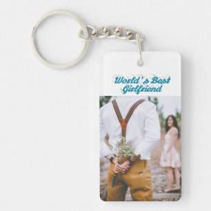 Vriendin foto sky blue script sleutelhanger
