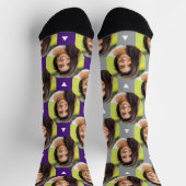 Vriendin Foto voor Boyfriend Fun Paarse Grey Pho Sokken (Top)