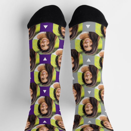 Vriendin Foto voor Boyfriend Fun Paarse Grey Pho Sokken (Top)