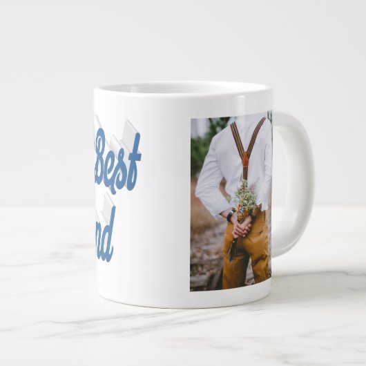 Vriendin foto zee blauw script grote koffiekop (Voorkant rechts)
