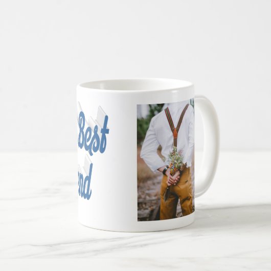 Vriendin foto zee blauw script koffiemok (Voorkant rechts)